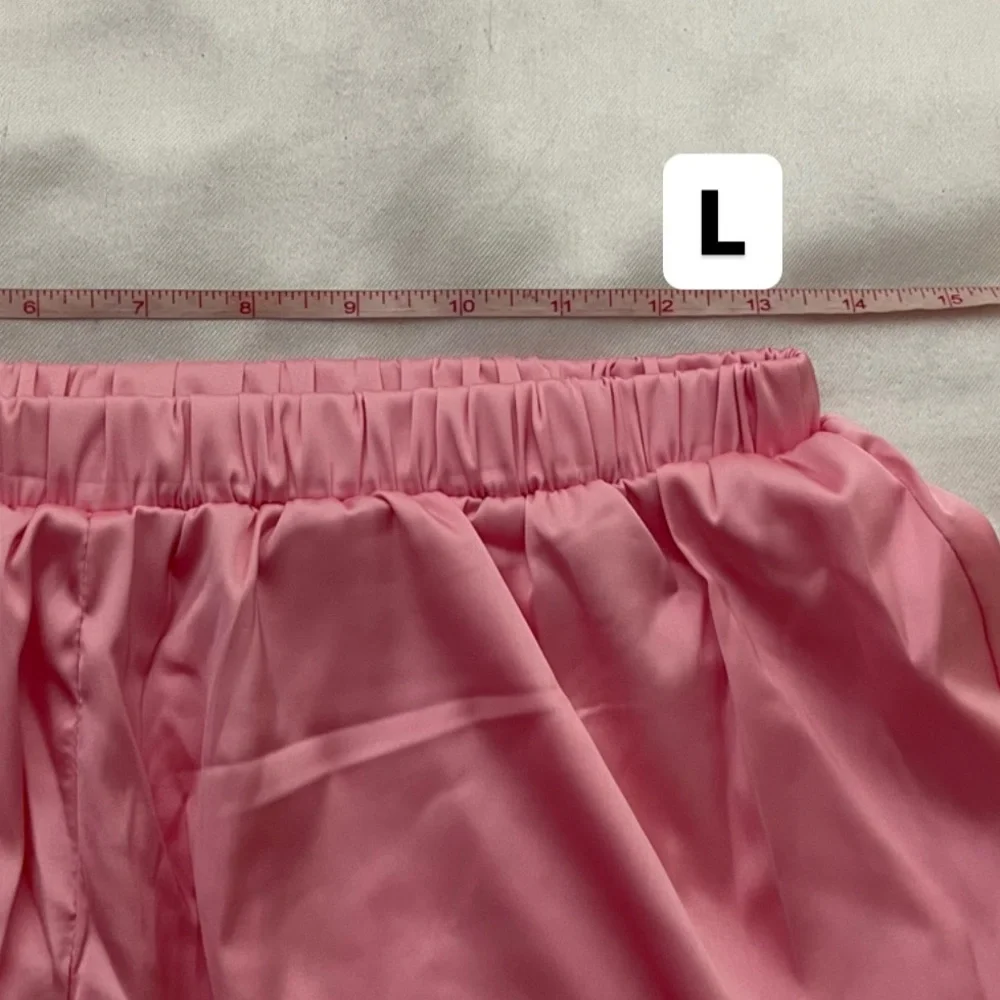 NEW two pieces set pink crop top shorts summer womens M;L - Picture 11 of 16